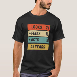 T-shirt Funny Retro 48E Anniversaire 48 Ans Né En 1977