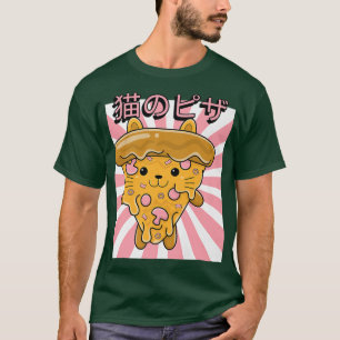 T-shirt Funny Retro 90 s Japanese Kawaii Cat Pizza Design