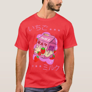 T-shirt Funny Retro 90s Japonais Kawaii fraise Lait Sh
