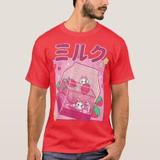T-shirt Funny Retro 90s Lait fraise Carton Kawaii