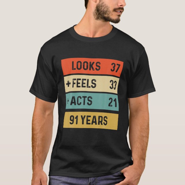 T-shirt Funny Retro 91E Anniversaire 91 Anniversaire Né En (Devant)