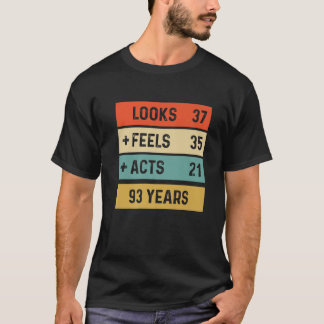 T-shirt Funny Retro 93E Anniversaire 93 Ans Né En 1920
