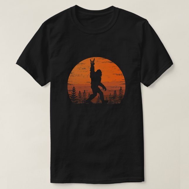T-shirt Funny Retro Bigfoot Rock Roll Shirt Forest Sasquat (Design devant)
