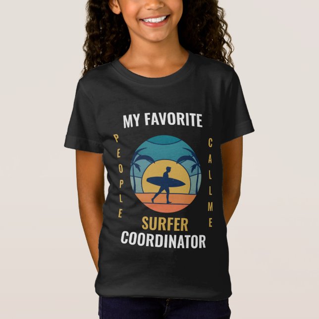 T-Shirt Funny rétro coordonnateur de surfeur de plage (Devant)