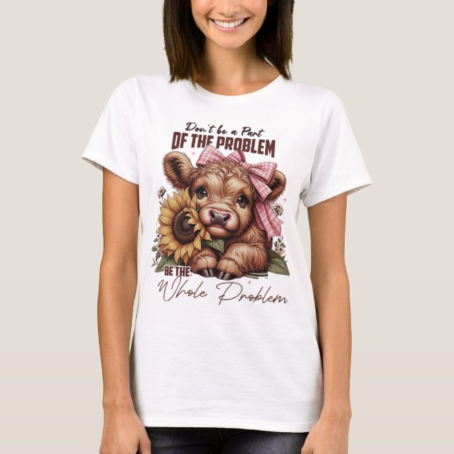 T-shirt Funny Retro Highland Cow (Devant)