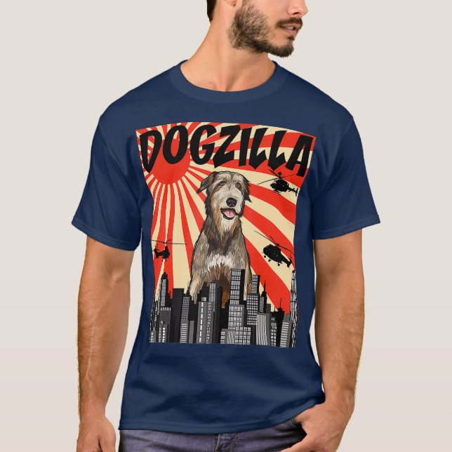 T-shirt Funny Retro Japanese Dogzilla Irish Wolfhound (Devant)