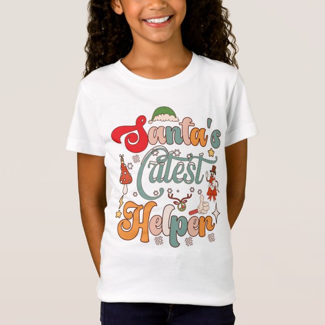 T-Shirt Funny Retro Père Noël Cutest Helper (Devant)