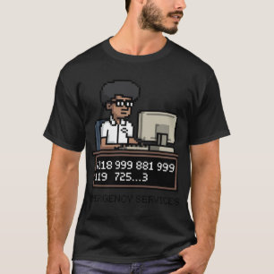 T-shirt Funny Retro Pixel Art Numéro d'urgence Premium