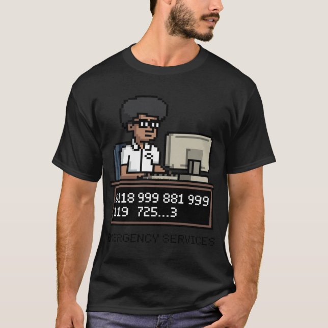 T-shirt Funny Retro Pixel Art Numéro d'urgence Premium (Devant)