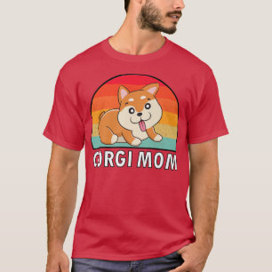 T-shirt Funny Retro Sunset Corgi Maman Chien Chien Puppy L