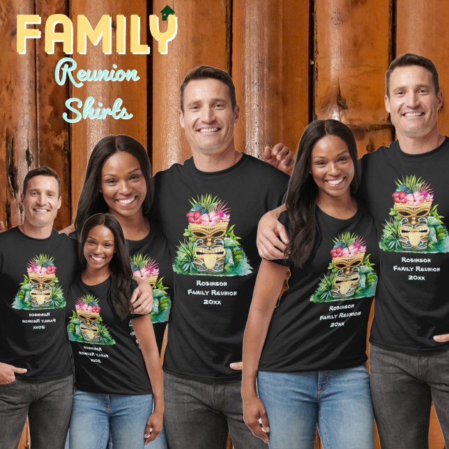 T-shirt Funny Retro Tiki Bar Monogramme Reunion familiale (Family Reunion Shirts - Tiki Theme)