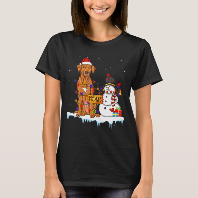 T-shirt Funny Rhodesian Ridgeback Dog Christmas Snowman Xm (Devant)
