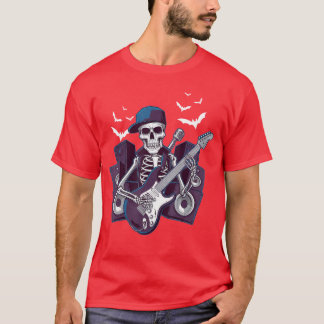 T-shirt Funny Rocker Skeleton Casquette Cool de patinage H