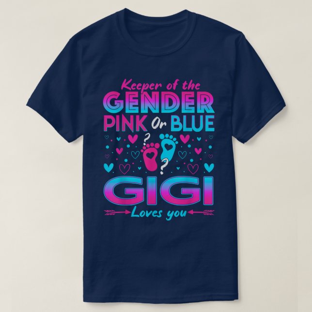 T-shirt Funny Rose Ou Bleu Gigi Vous Aime Genre Révéler Cu (Design devant)