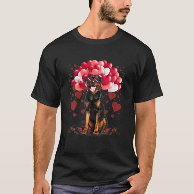 T-shirt Funny Rottweiler Coeur Valentines Jour Chien Papa  (Devant)