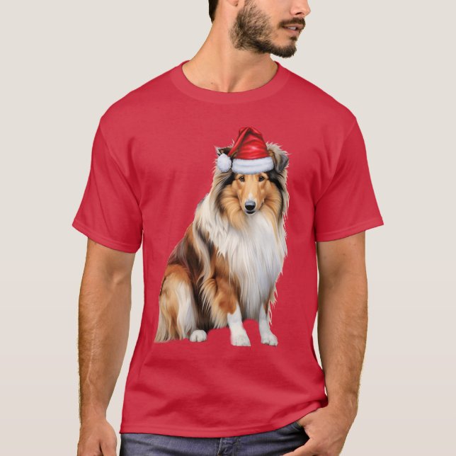 T-shirt Funny Rough Collie Amoureux des chiens Noël (Devant)