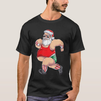 T-shirt Funny Running Père Noël Christmas Gift Run Jogging