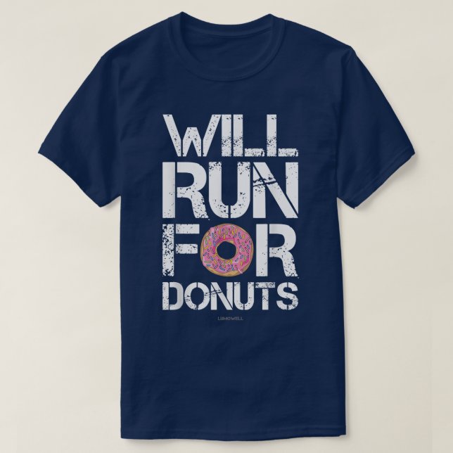T-shirt Funny Running s Will Run for Donuts  (Design devant)
