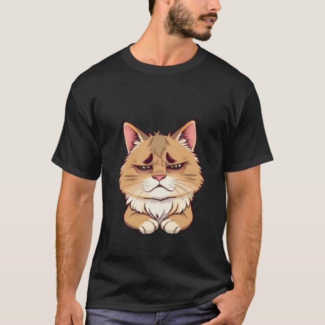T-shirt Funny Sad Ginger Cat Tired Eyes  ✨🐾🥺 (Devant)