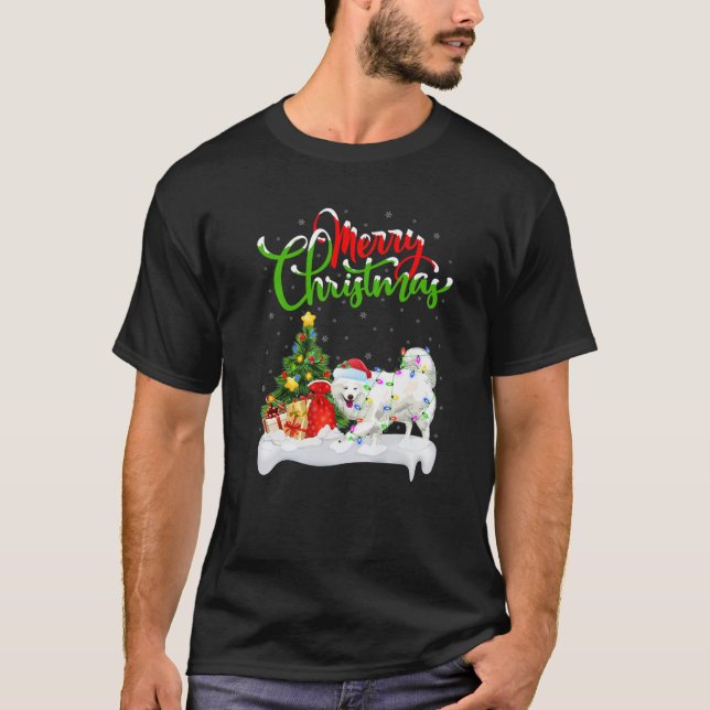 T-shirt Funny Samoyed Dog Lover Xmas Lighting Samoyed Chri (Devant)