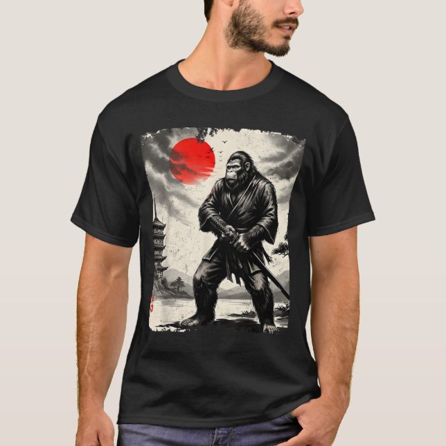 T-shirt Funny Samurai Bigfoot Japanese Art Graphic Tee Ani (Devant)