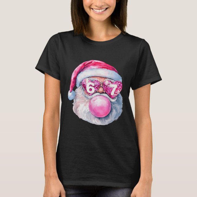 T-shirt Funny Santa 67 Bubblegum Nk Christmas Six Seven Me (Devant)