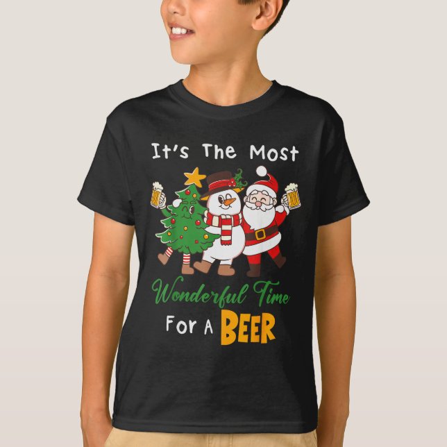 T-shirt Funny Santa Beer Christmas Drinking Most Wonderful (Devant)