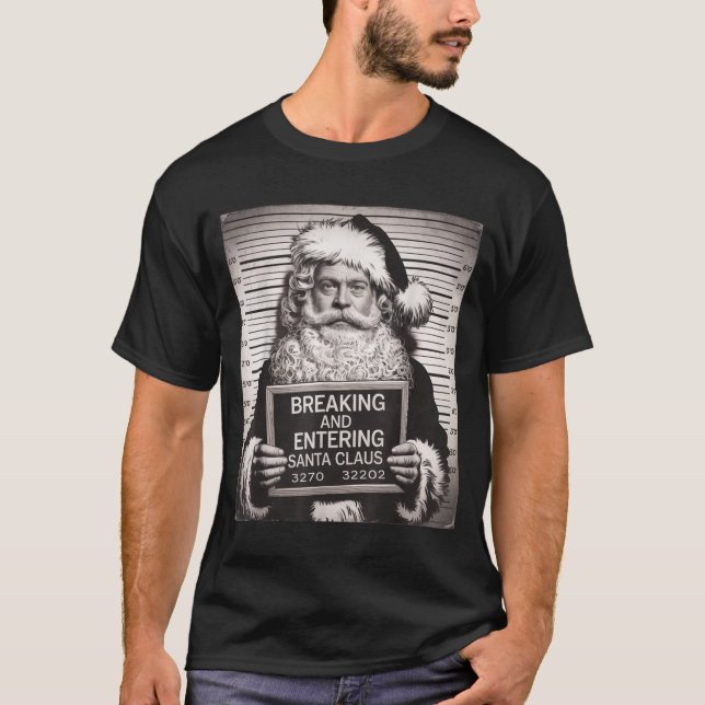 T-shirt Funny Santa Claus Mugshot Christmas – Santa Xmas  (Devant)