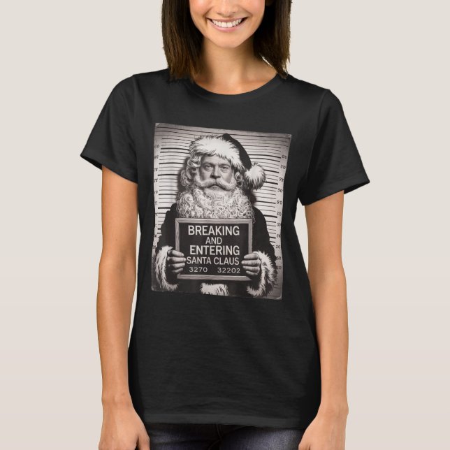 T-shirt Funny Santa Claus Mugshot Christmas – Santa Xmas  (Devant)