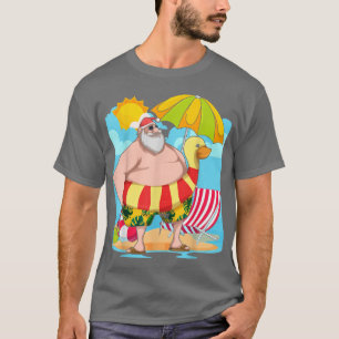 T-shirt Funny Santa Claus Summer Hawaiian Tropical Christy