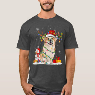 T-shirt Funny Santa Corgi Reindeer Fairy Light Merry Chris