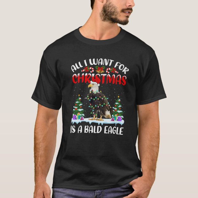 T-shirt Funny Santa Hat All I Want For Christmas Is A Bald (Devant)