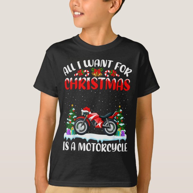 T-shirt Funny Santa Hat All I Want For Christmas Is A Moto (Devant)
