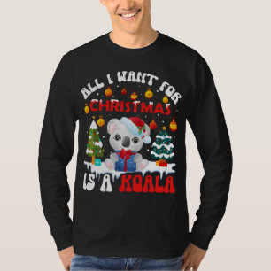 T-shirt Funny Santa Hat Koala Tout Ce Que Je Veux Pour Noë