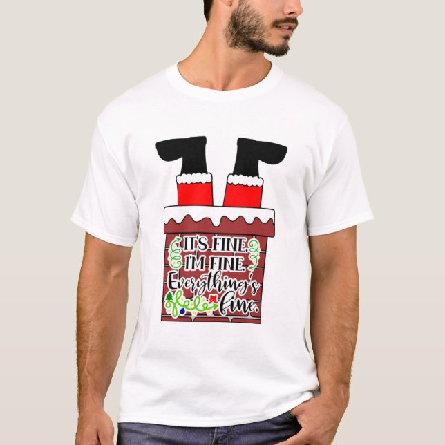 T-shirt Funny Santa- I'm Fine. Everything is Fine (Devant)