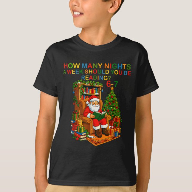T-shirt Funny Santa lisant 67 Meme Tee Noël Enseignant  (Devant)