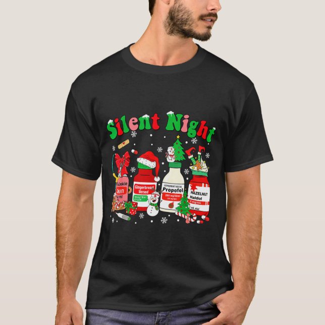 T-shirt Funny Santa Profol Silent Night Icu Nurses Merry C (Devant)