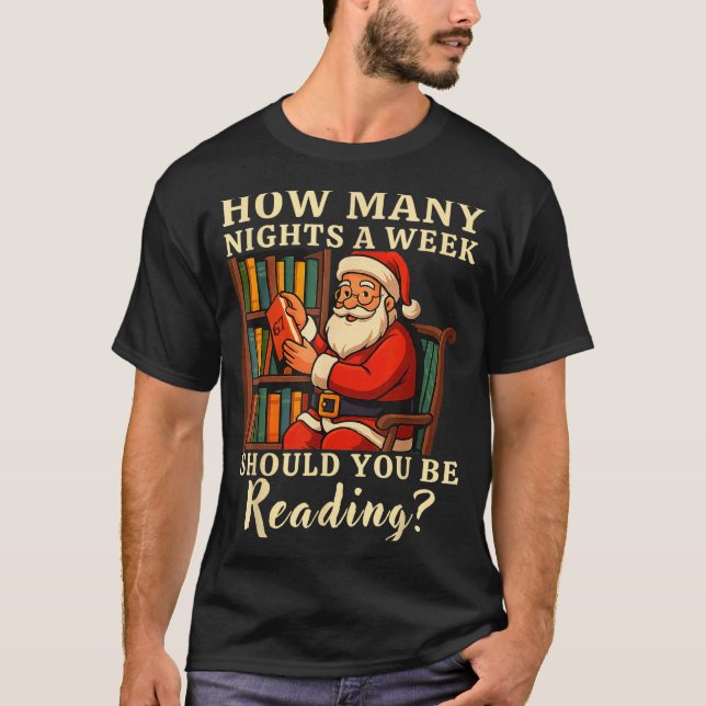 T-shirt Funny Santa Reading 67 Meme Tee Christmas Teacher  (Devant)