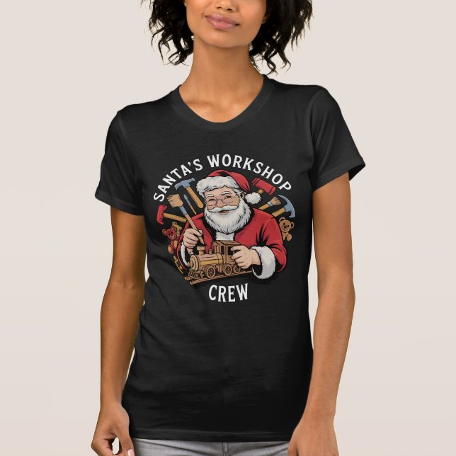 T-shirt Funny Santa’s Workshop Crew Christmas Helper (Devant)