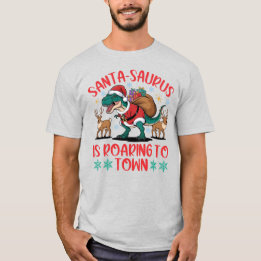 T-shirt Funny Santa-saurus T-Rex Dinosaur Christmas
