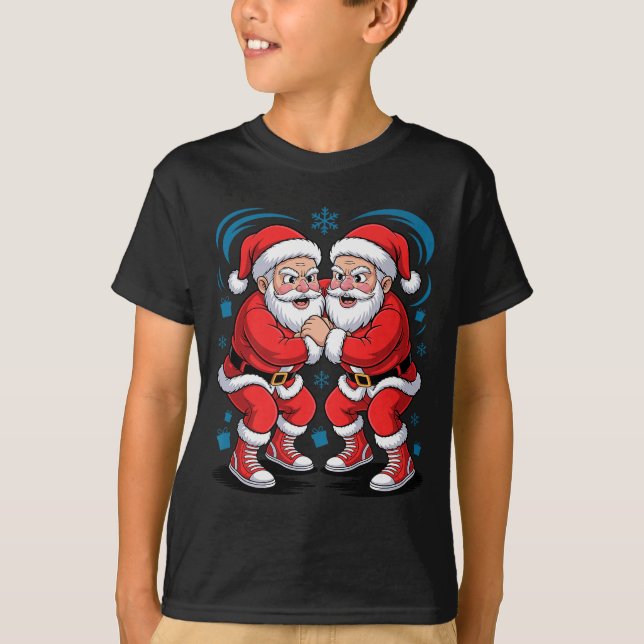 T-shirt Funny Santa Wrestling Lover Wrestler Xmas Christma (Devant)