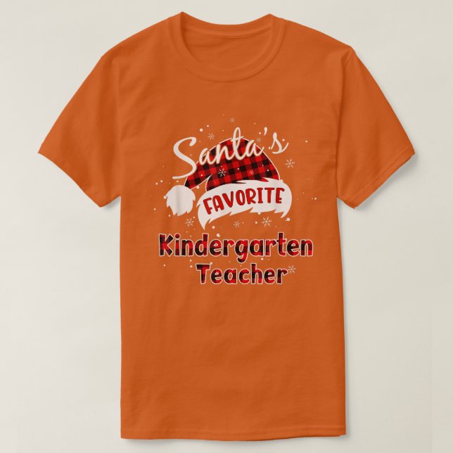 T-shirt Funny Santa's Favorite Kindergarten Teacher Christ (Design devant)