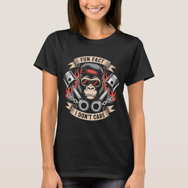 T-shirt Funny Sarcastic Biker Gorilla Shirt | Fait amusant (Devant)