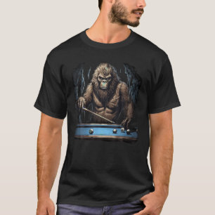 T-shirt Funny Sasquatch Bigfoot Jouer Billiards T Chemise