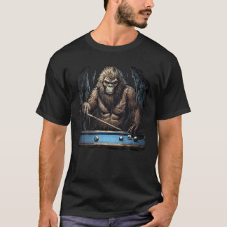 T-shirt Funny Sasquatch Bigfoot Jouer Billiards T Chemise