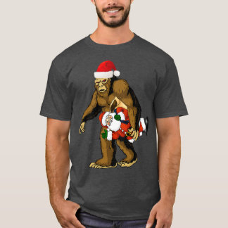 T-shirt Funny Sasquatch portant le Père Noël Bigfoot Père 