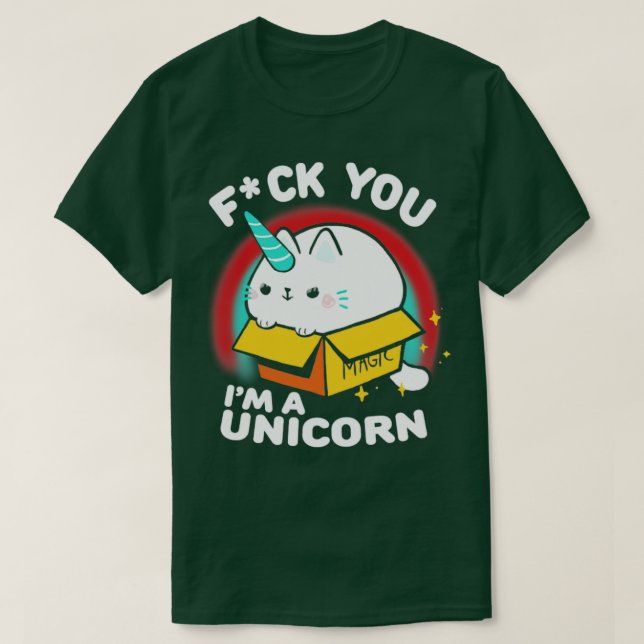 T-shirt Funny Sassy Kitty Unicorn Animal dans une boîte (Design devant)