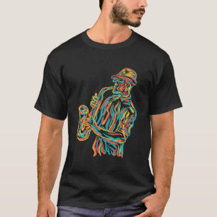 T-shirt Funny Saxophone musicien Jazz Musique colorée 90S 