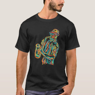T-shirt Funny Saxophone musicien Jazz Musique colorée 90s
