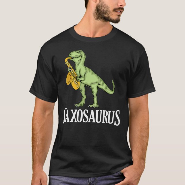 T-shirt Funny Saxophone Player Dinosaur Kids Saxosaurus (Devant)